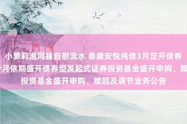 小萝莉渔网袜自慰流水 泰康安悦纯债3月定开债券: 泰康安悦纯债3个月依期盛开债券型发起式证券投资基金盛开申购、赎回及调节业务公告