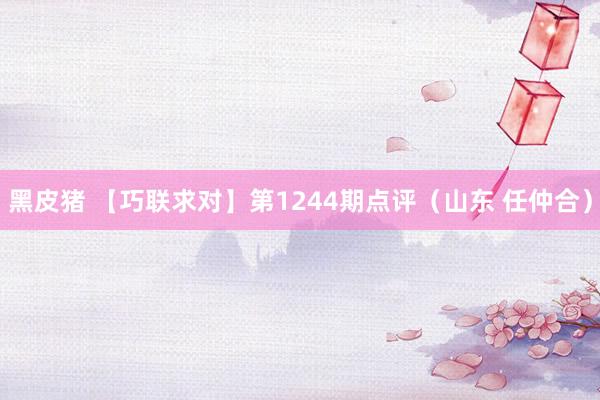 黑皮猪 【巧联求对】第1244期点评（山东 任仲合）