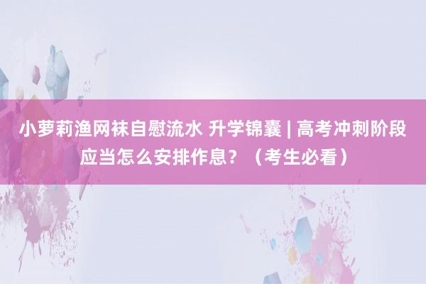 小萝莉渔网袜自慰流水 升学锦囊 | 高考冲刺阶段应当怎么安排作息？（考生必看）