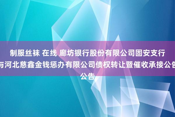 制服丝袜 在线 廊坊银行股份有限公司固安支行与河北慈鑫金钱惩办有限公司债权转让暨催收承接公告