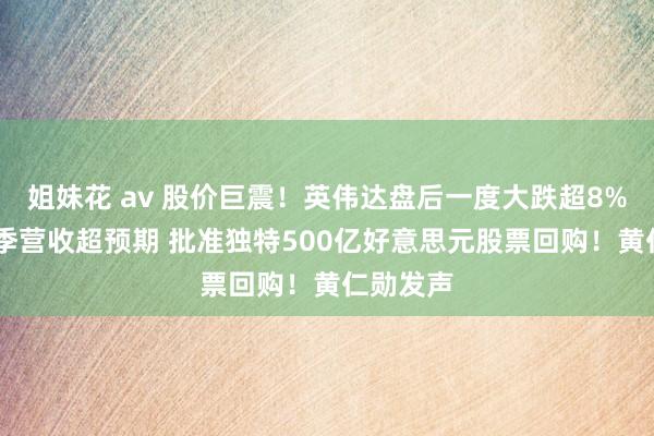 姐妹花 av 股价巨震！英伟达盘后一度大跌超8% 第二财季营收超预期 批准独特500亿好意思元股票回购！黄仁勋发声